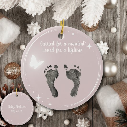 Kerst Aangepast Uw Baby Voet Prints Vlinder Keramisch Ornament
