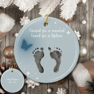 Kerst Aangepast Uw Baby Voet Prints Vlinder Keramisch Ornament