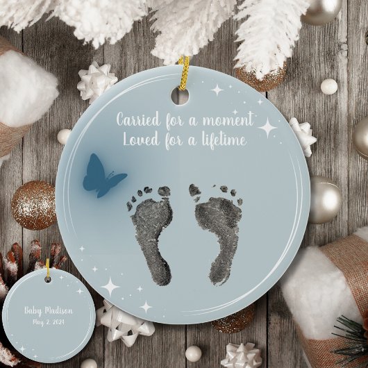 Kerst Aangepast Uw Baby Voet Prints Vlinder Keramisch Ornament