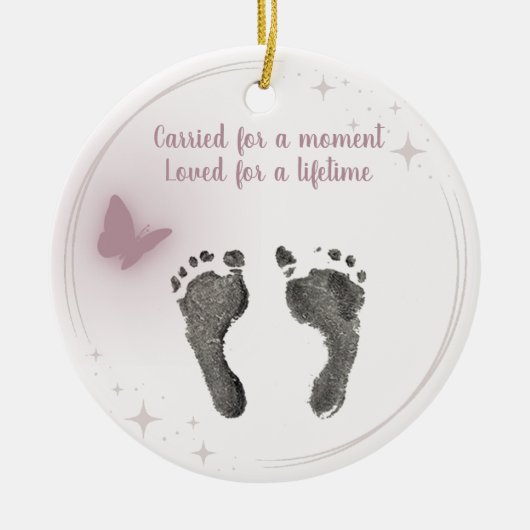 Kerst Aangepast Uw Baby Voet Prints Vlinder Keramisch Ornament (Voorkant)