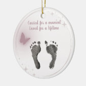 Kerst Aangepast Uw Baby Voet Prints Vlinder Keramisch Ornament (Links)