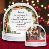 Kerst aangepaste bijbelvers met familiefoto sneeuwbol