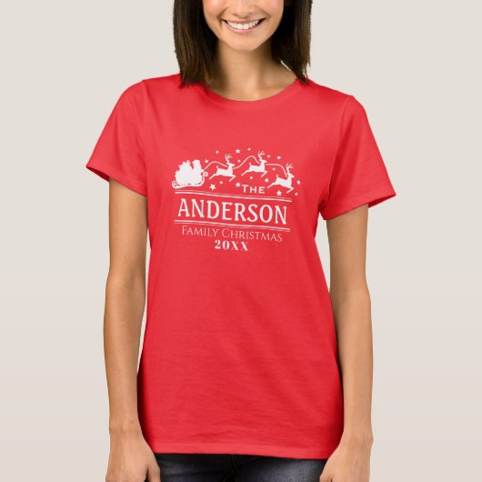 Kerst aangepaste bijpassende familienaam t-shirt (Voorkant)
