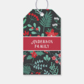 Kerst aangepaste familienaam bloempatroon cadeaulabel (Voorkant)