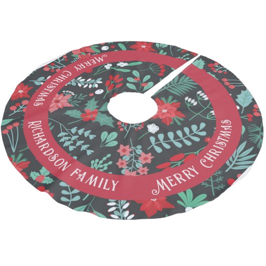Kerst aangepaste familienaam bloempatroon kerstboom rok (Gekanteld)