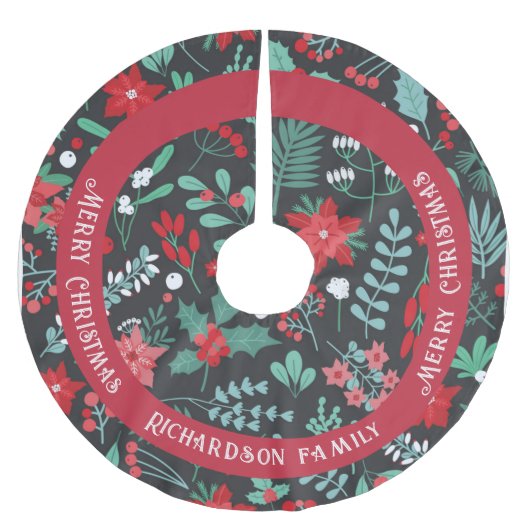 Kerst aangepaste familienaam bloempatroon kerstboom rok (Voorkant)