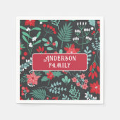 Kerst aangepaste familienaam bloempatroon servet (Voorkant)