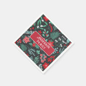 Kerst aangepaste familienaam bloempatroon servet (Hoek)