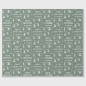 Kerst Aangepaste Familienaam Sage Green Cadeaupapier (Vlak)