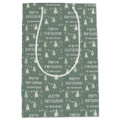 Kerst Aangepaste Familienaam Sage Green Medium Cadeauzakje (Voorkant)