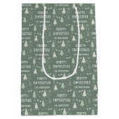 Kerst Aangepaste Familienaam Sage Green Medium Cadeauzakje (Achterkant)