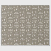 Kerst aangepaste familienaam Taupe Cadeaupapier (Vlak)