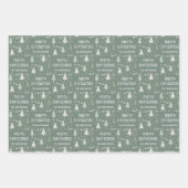 Kerst Aangepaste Foto Familienaam Sage Groen Inpakpapier Vel (Voorkant)