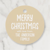Kerst Aangepaste Foto Naam Funny Elf Beige Gift Bedankjes Labels (Achterkant)