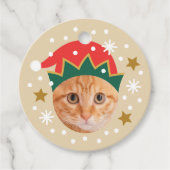 Kerst Aangepaste Foto Naam Funny Elf Beige Gift Bedankjes Labels (Voorkant)