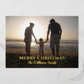 Kerst aangepaste fotonaam Elegant goud uniek Folie Feestdagenkaart (Voorkant)