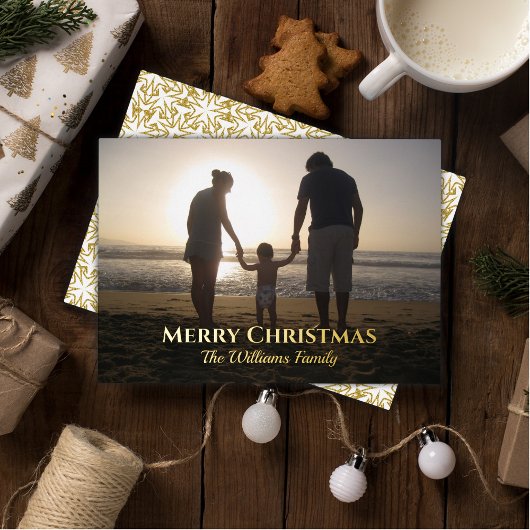 Kerst aangepaste fotonaam Elegant goud uniek Folie Feestdagenkaart