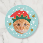 Kerst Aangepaste Fotonaam Grappig Elf Blauw Gift Bedankjes Labels (Voorkant)