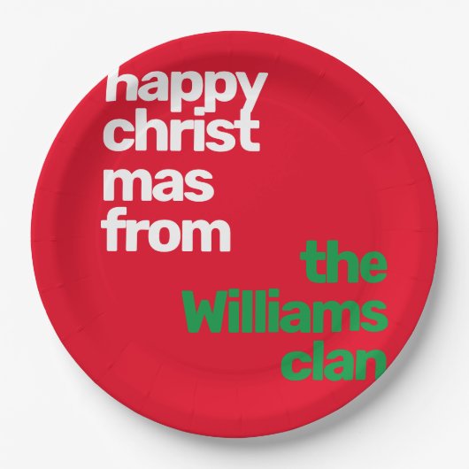 Kerst aangepaste minimale moderne partij rood groe papieren bordje (Voorkant)