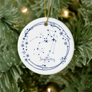 Kerst Aangepaste Naam Boogschutter Zodiac Sign Bla Keramisch Ornament
