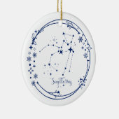 Kerst Aangepaste Naam Boogschutter Zodiac Sign Bla Keramisch Ornament (Rechts)