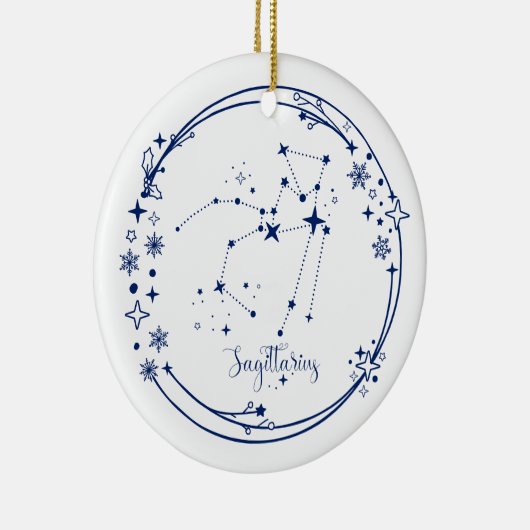 Kerst Aangepaste Naam Boogschutter Zodiac Sign Bla Keramisch Ornament (Rechts)