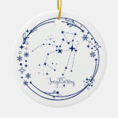 Kerst Aangepaste Naam Boogschutter Zodiac Sign Bla Keramisch Ornament (Voorkant)