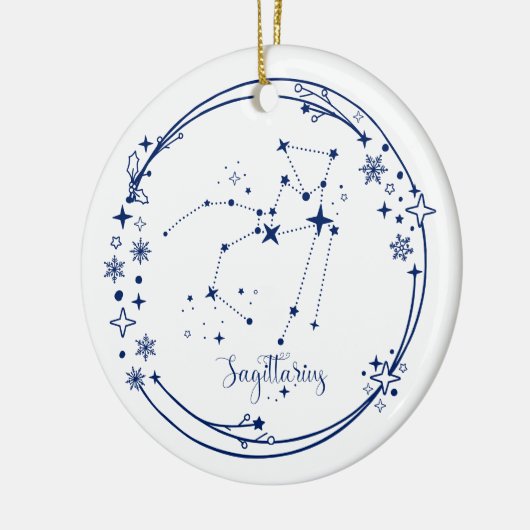 Kerst Aangepaste Naam Boogschutter Zodiac Sign Bla Keramisch Ornament (Links)