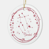Kerst Aangepaste Naam Gemini Dierenriem sterrenbee Keramisch Ornament (Links)