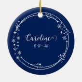 Kerst Aangepaste Naam Gemini Zodiac Blauw Zilver Keramisch Ornament (Achterkant)