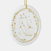 Kerst Aangepaste Naam Gemini Zodiac Sign Gold Keramisch Ornament (Rechts)
