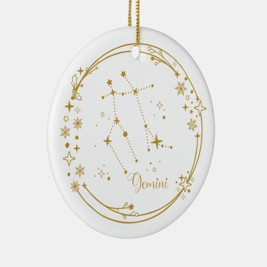 Kerst Aangepaste Naam Gemini Zodiac Sign Gold Keramisch Ornament (Rechts)