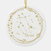 Kerst Aangepaste Naam Gemini Zodiac Sign Gold Keramisch Ornament (Voorkant)