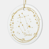 Kerst Aangepaste Naam Gemini Zodiac Sign Gold Keramisch Ornament (Links)