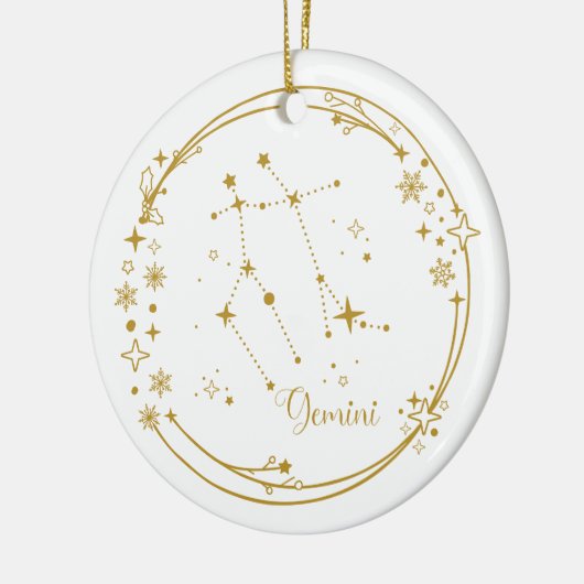 Kerst Aangepaste Naam Gemini Zodiac Sign Gold Keramisch Ornament (Links)