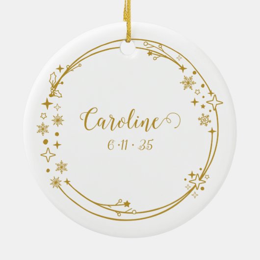 Kerst Aangepaste Naam Gemini Zodiac Sign Gold Keramisch Ornament (Achterkant)