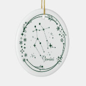 Kerst Aangepaste Naam Gemini Zodiac Sign Groen Keramisch Ornament (Rechts)