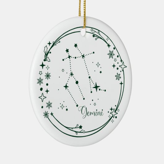Kerst Aangepaste Naam Gemini Zodiac Sign Groen Keramisch Ornament (Rechts)
