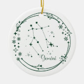 Kerst Aangepaste Naam Gemini Zodiac Sign Groen Keramisch Ornament (Voorkant)