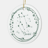 Kerst Aangepaste Naam Gemini Zodiac Sign Groen Keramisch Ornament (Links)