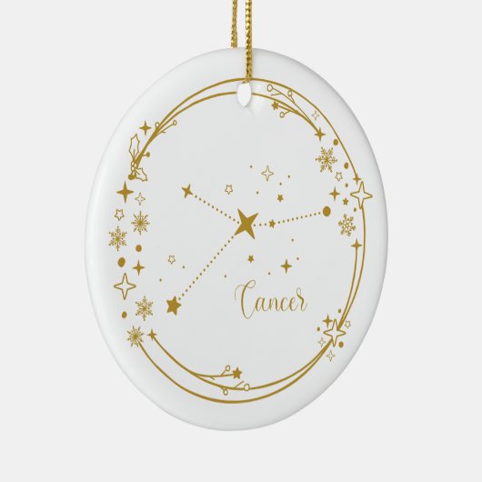 Kerst Aangepaste Naam Kanker Zodiac Sign Gold Keramisch Ornament (Rechts)