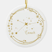 Kerst Aangepaste Naam Kanker Zodiac Sign Gold Keramisch Ornament (Voorkant)