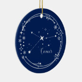 Kerst Aangepaste Naam Kanker Zodiak Blauw Zilver Keramisch Ornament (Rechts)