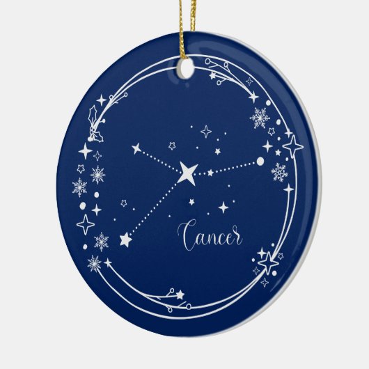 Kerst Aangepaste Naam Kanker Zodiak Blauw Zilver Keramisch Ornament (Links)