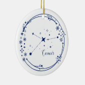 Kerst Aangepaste Naam Kanker Zodiak Teken Blauw Keramisch Ornament (Rechts)