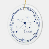 Kerst Aangepaste Naam Kanker Zodiak Teken Blauw Keramisch Ornament (Links)