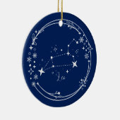 Kerst Aangepaste Naam Leo Zodiac Blue Silver Keramisch Ornament (Rechts)
