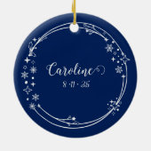 Kerst Aangepaste Naam Leo Zodiac Blue Silver Keramisch Ornament (Achterkant)