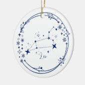 Kerst Aangepaste Naam Leo Zodiac Sign Blauw Keramisch Ornament (Links)