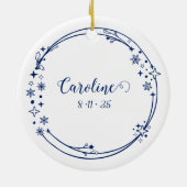 Kerst Aangepaste Naam Leo Zodiac Sign Blauw Keramisch Ornament (Achterkant)